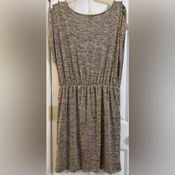 Bar III Dress Heathered Tan Black Midi XL cowl pockets business casual office - Picture 3 of 8